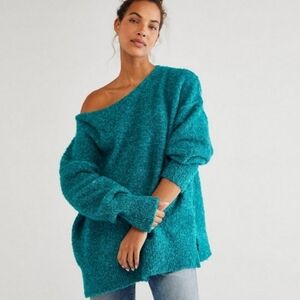 NEW Free People Moira Sweater, Size Small, Color Holly Aqua Combo